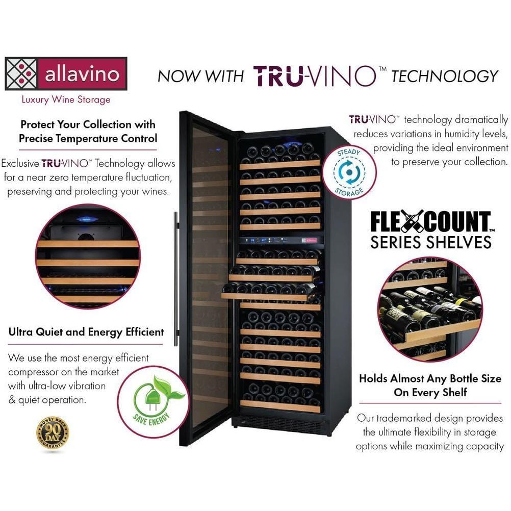 Allavino 24" Wide FlexCount II Tru-Vino 172 Bottle Dual Zone Wine Refrigerator VSWR172-2BL20
