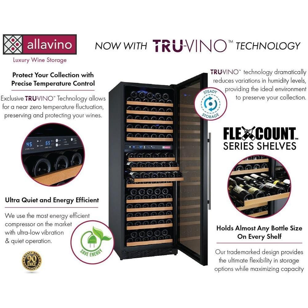 Allavino 24" Wide FlexCount II Tru-Vino 172 Bottle Dual Zone Wine Refrigerator VSWR172-2BR20