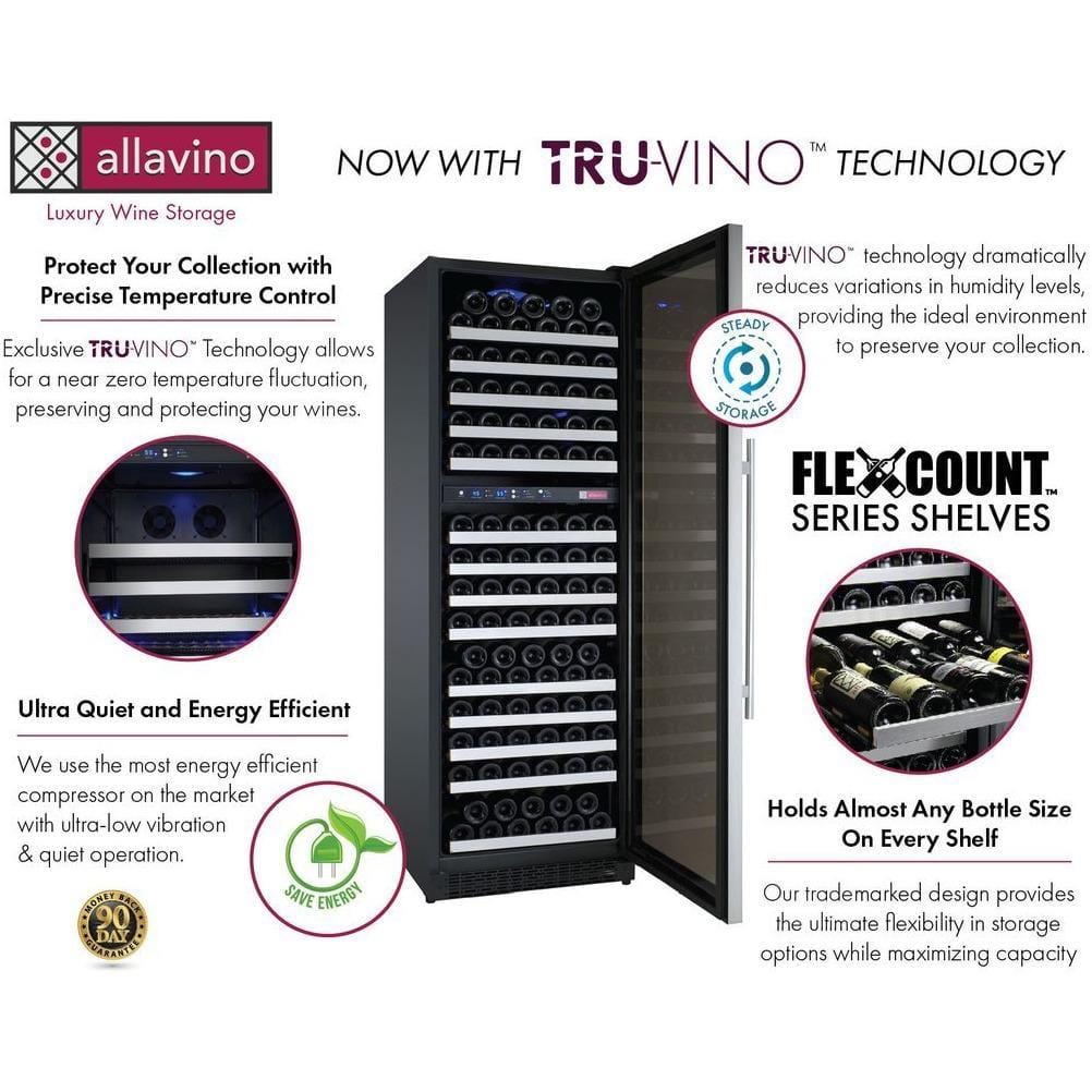 Allavino 24" Wide FlexCount II Tru-Vino 172 Bottle Dual Zone Wine Refrigerator VSWR172-2SR20