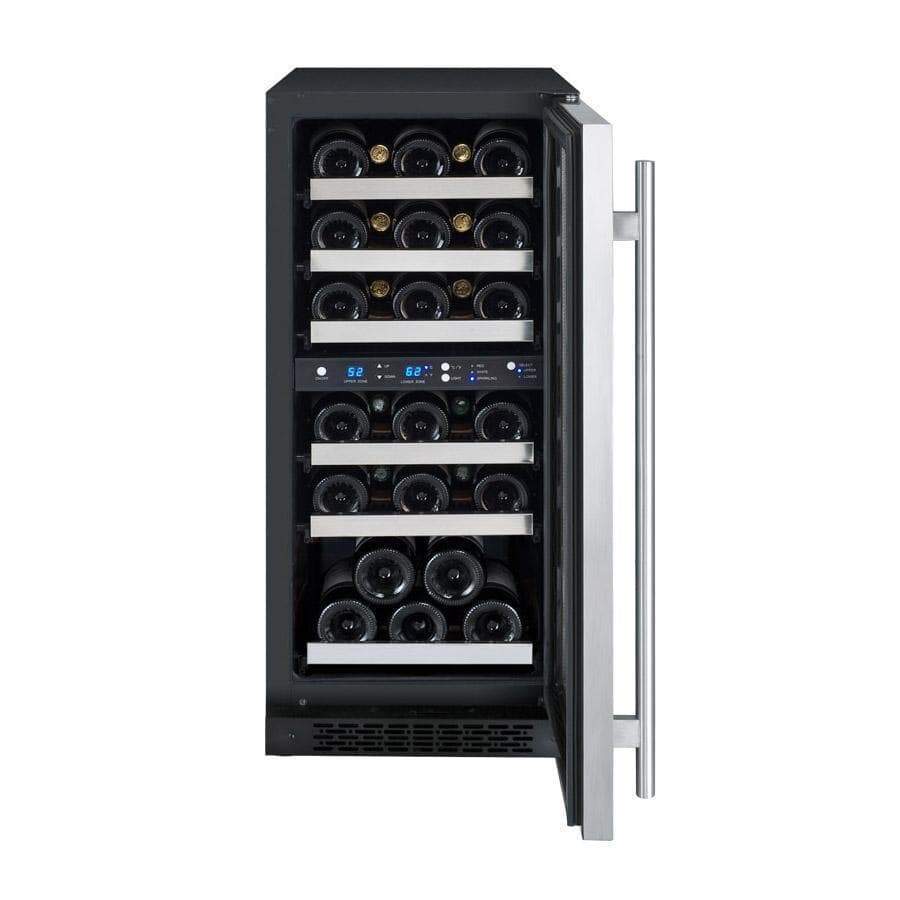 Allavino 15" Wide FlexCount II Tru-Vino 30 Bottle Dual Zone Wine Refrigerator VSWR30-2SR20