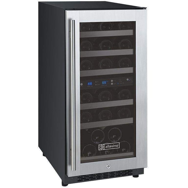 Allavino 15" Wide FlexCount II Tru-Vino 30 Bottle Dual Zone Wine Refrigerator VSWR30-2SR20