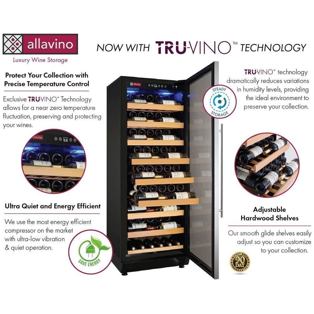 Allavino 24" Wide Vite II Tru-Vino 115 Bottle Single Zone Wine Refrigerator YHWR115-1SR20