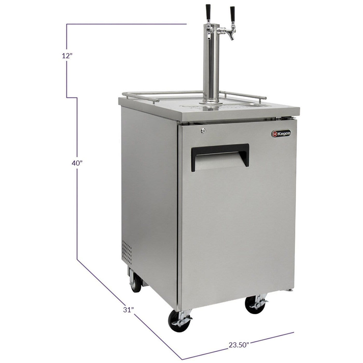 Kegco 24" Wide Homebrew Stainless Steel Dual Tap Commercial Kegerator HBK1XS-2