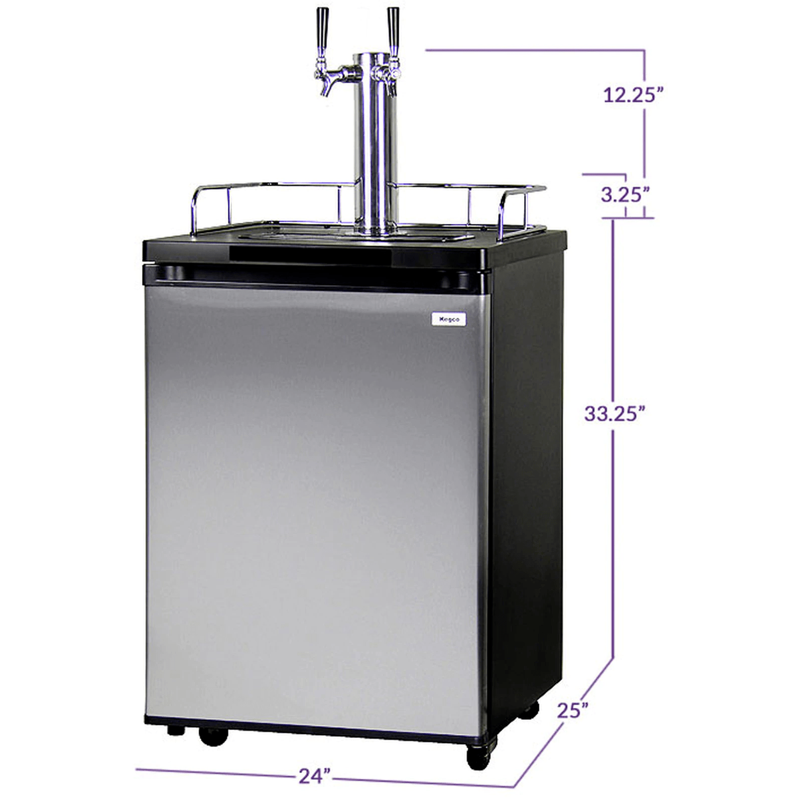 Kegco 24" Wide Kombucha Stainless Steel Dual Tap Kegerator KOM20S-2