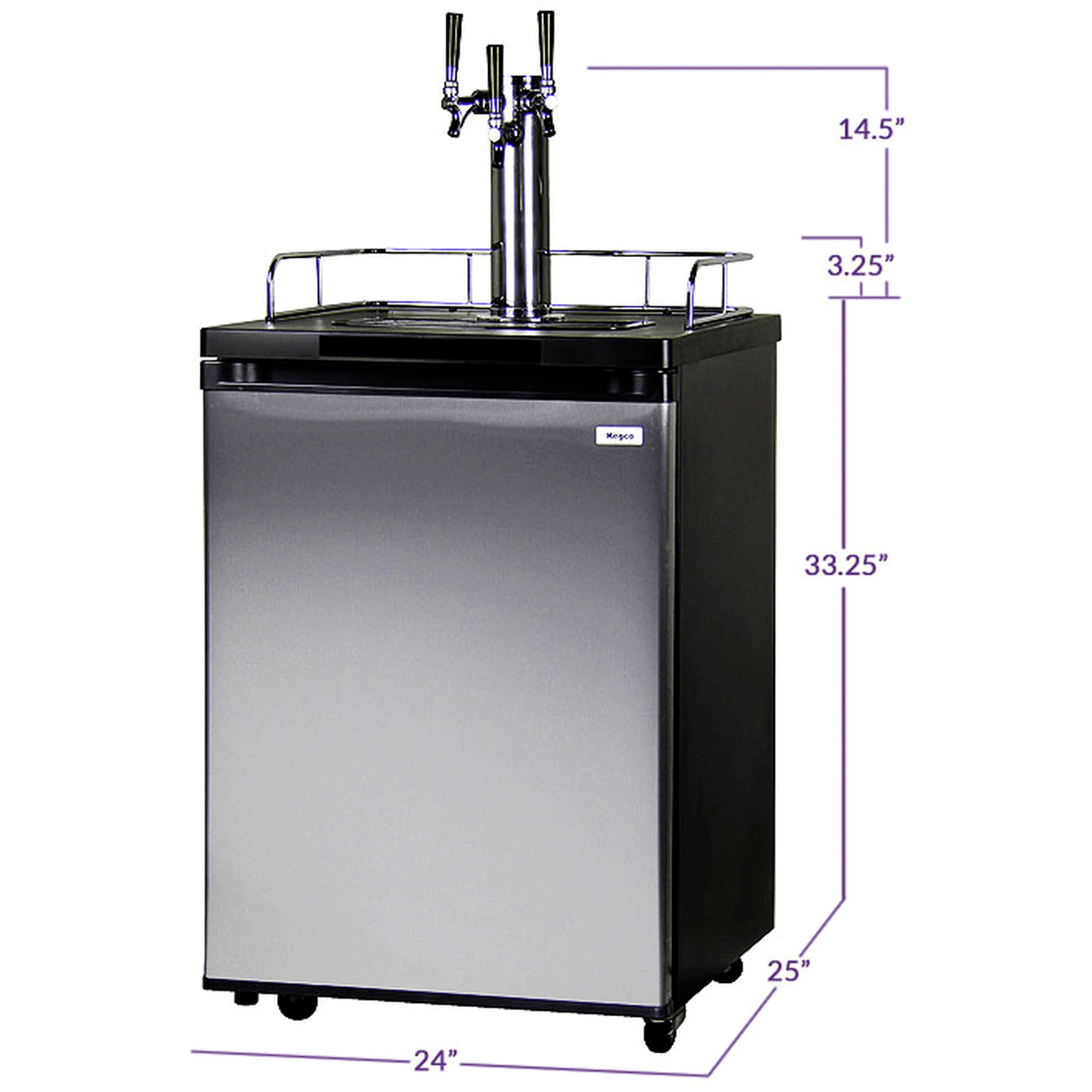 Kegco 24" Wide Homebrew Stainless Steel Triple Tap Kegerator HBK209S-3