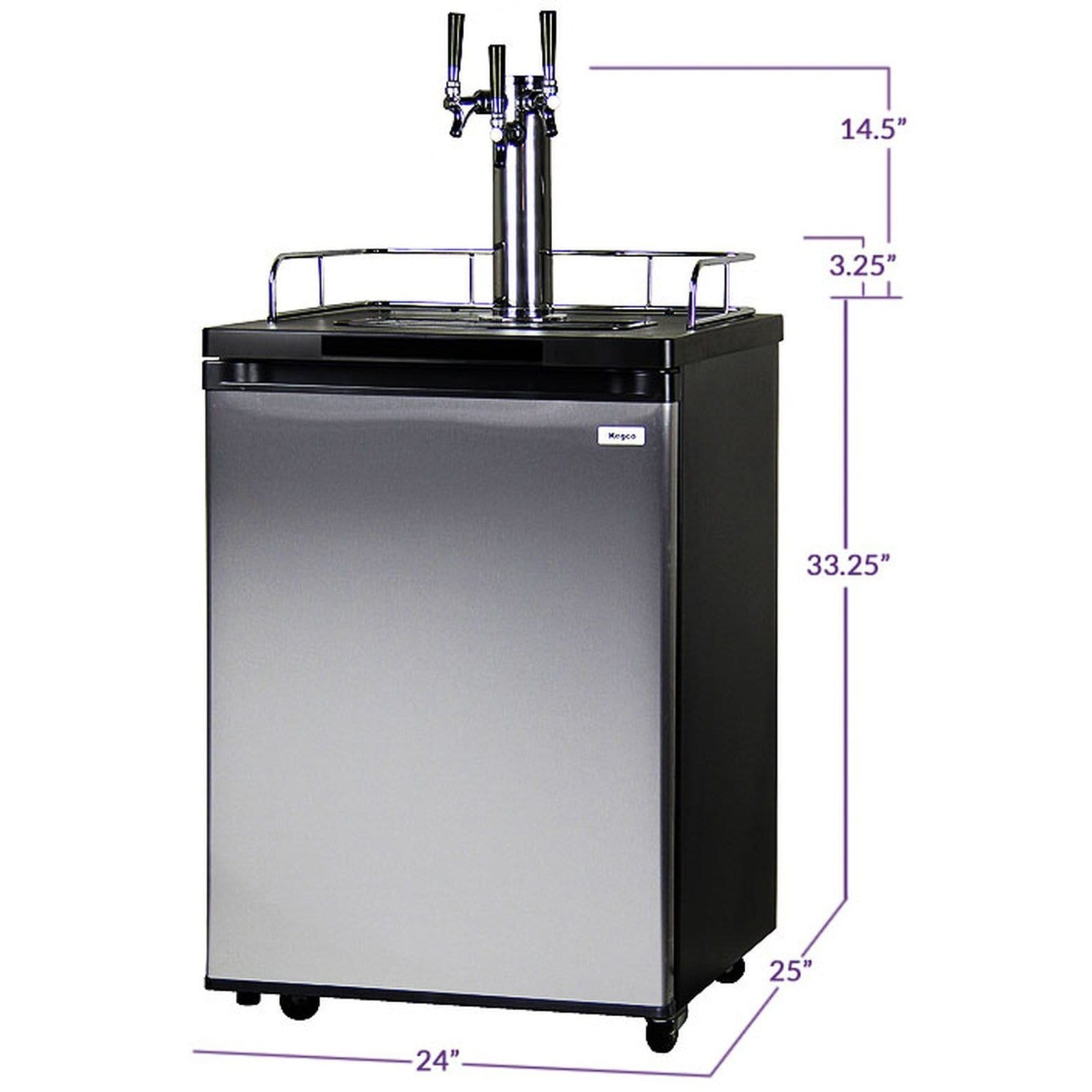 Kegco 24" Wide Homebrew Stainless Steel Triple Tap Kegerator HBK209S-3K