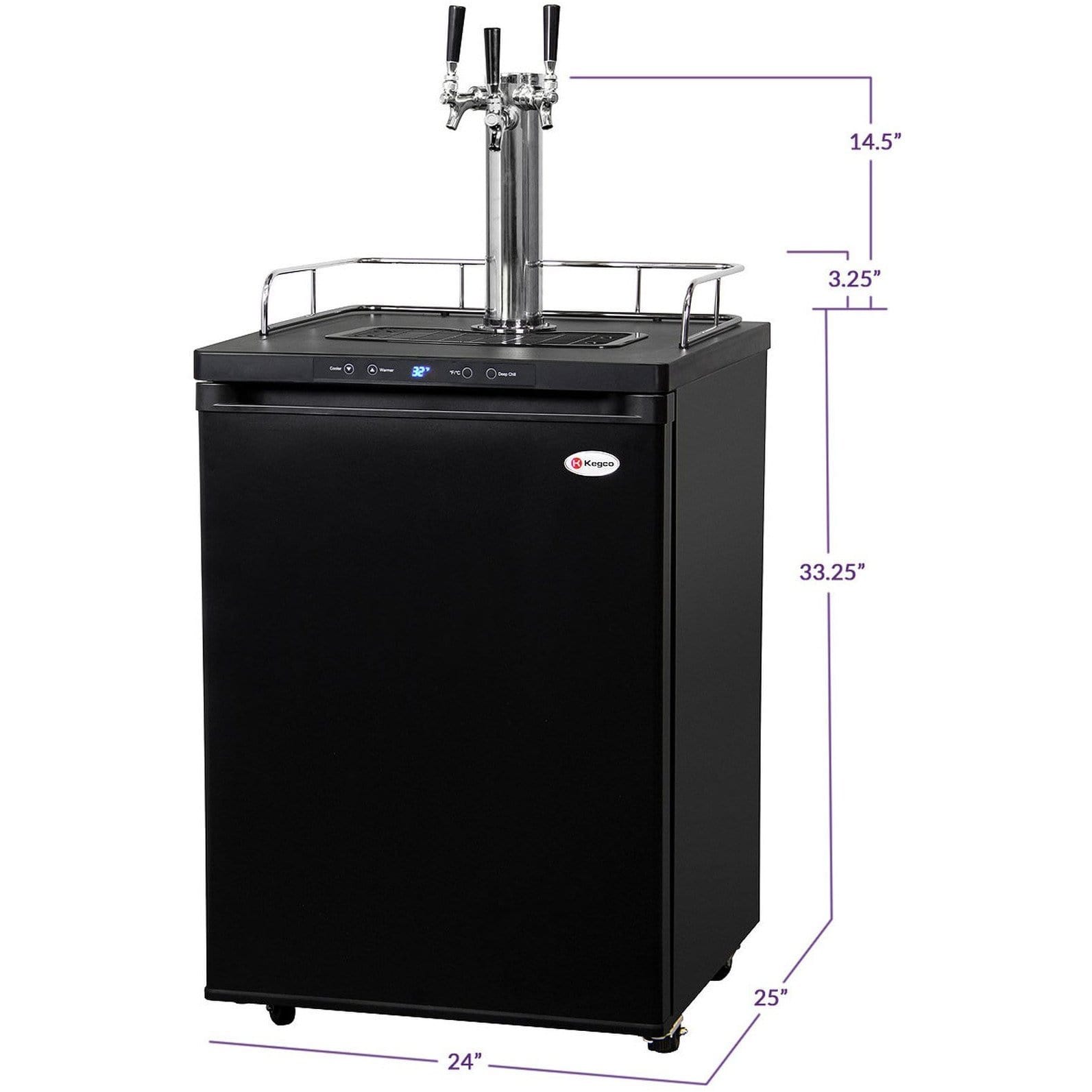 Kegco 24" Wide Homebrew Triple Tap Digital Kegerator HBK309B-3K