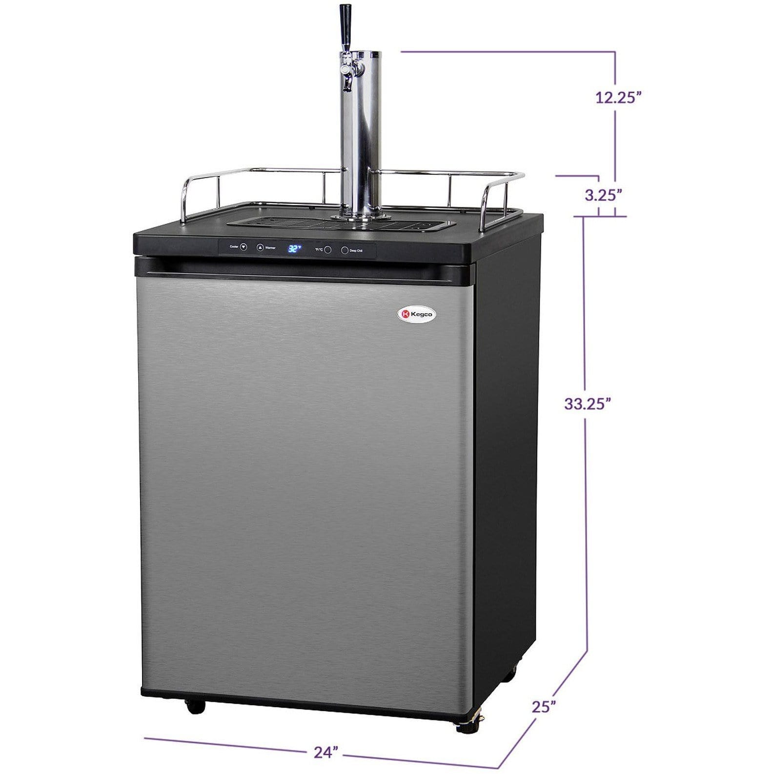 Kegco 24" Wide Homebrew Stainless Steel Single Tap Kegerator HBK309S-1K