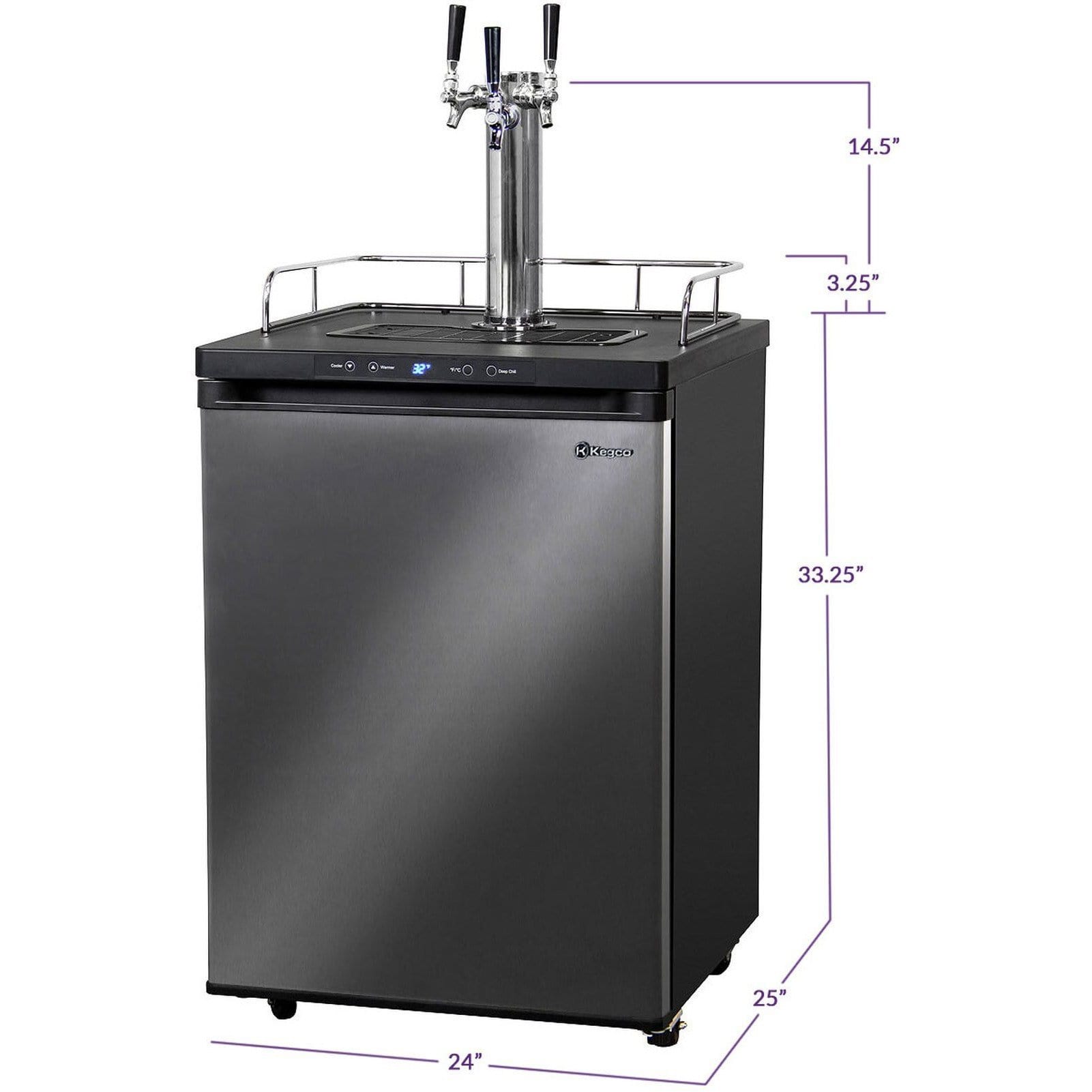Kegco 24" Wide Kombucha Stainless Steel Triple Tap Digital Kegerator KOM30X-3